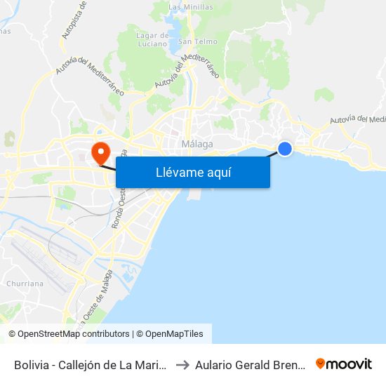 Bolivia - Callejón de La Marina to Aulario Gerald Brenan map