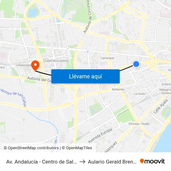 Av. Andalucía - Centro de Salud to Aulario Gerald Brenan map