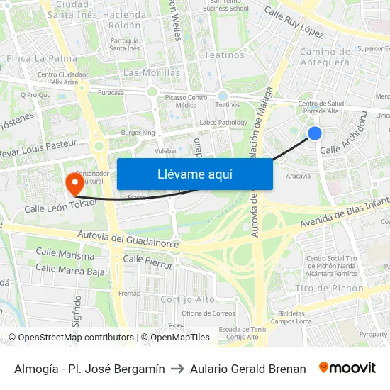 Almogía - Pl. José Bergamín to Aulario Gerald Brenan map