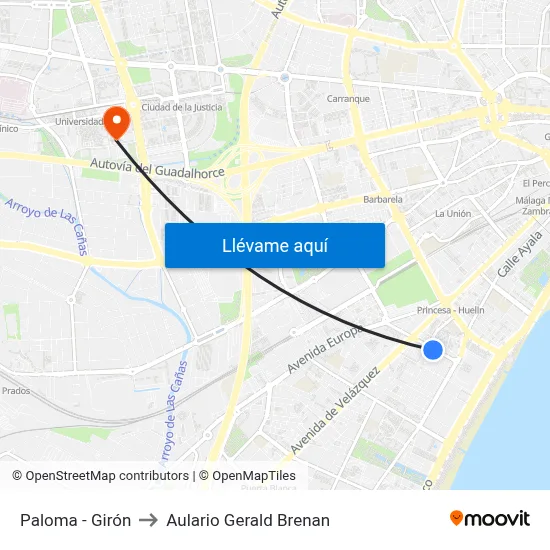 Paloma - Girón to Aulario Gerald Brenan map