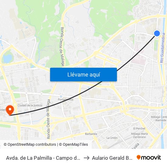 Avda. de La Palmilla - Campo de Fútbol to Aulario Gerald Brenan map