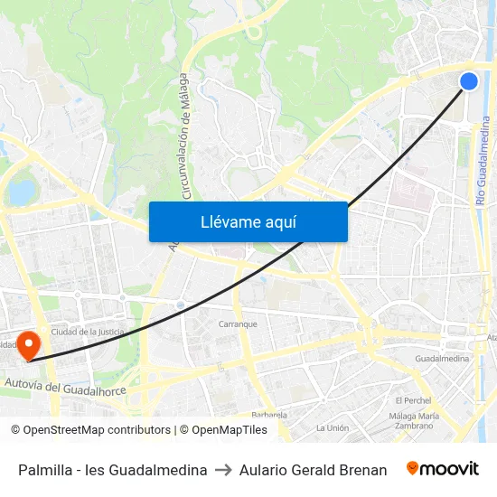 Palmilla - Ies Guadalmedina to Aulario Gerald Brenan map