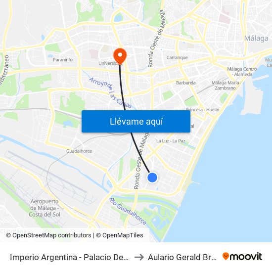 Imperio Argentina - Palacio Deportes to Aulario Gerald Brenan map