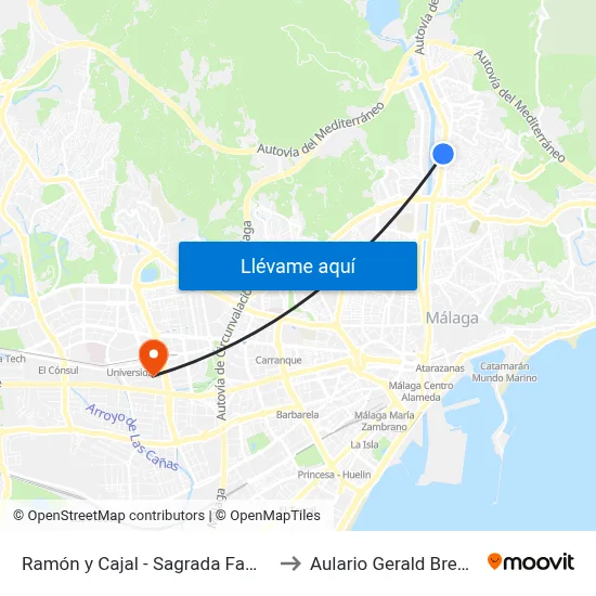 Ramón y Cajal - Sagrada Familia to Aulario Gerald Brenan map