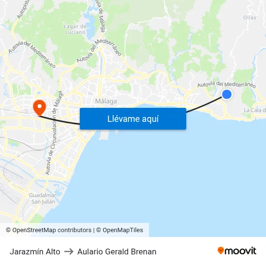 Jarazmín Alto to Aulario Gerald Brenan map