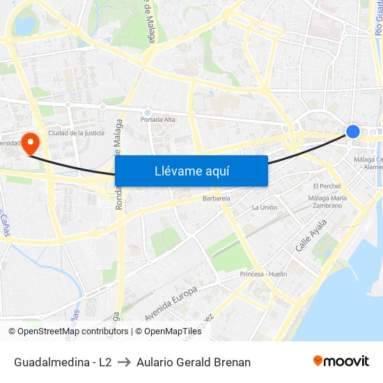 Guadalmedina - L2 to Aulario Gerald Brenan map
