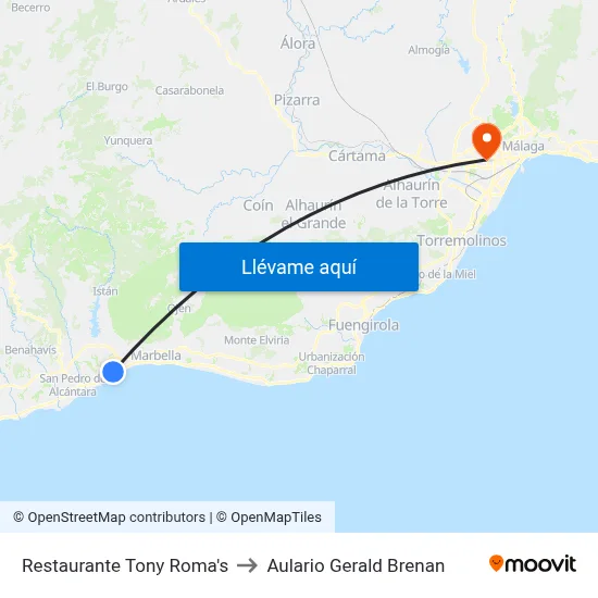 Restaurante Tony Roma's to Aulario Gerald Brenan map