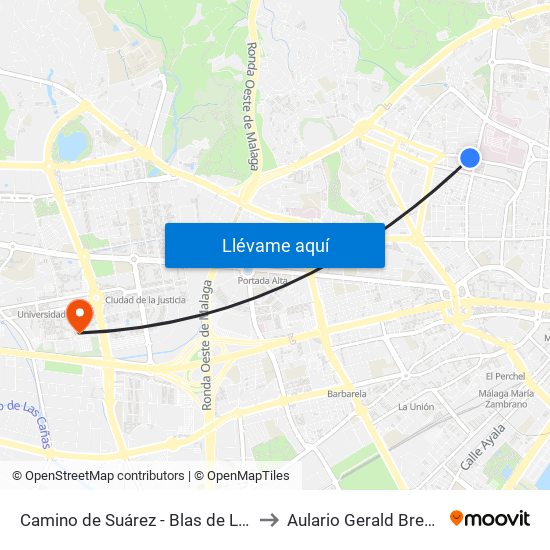 Camino de Suárez - Blas de Lezo to Aulario Gerald Brenan map