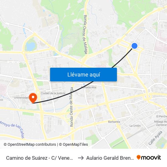 Camino de Suárez - C/ Venegas to Aulario Gerald Brenan map