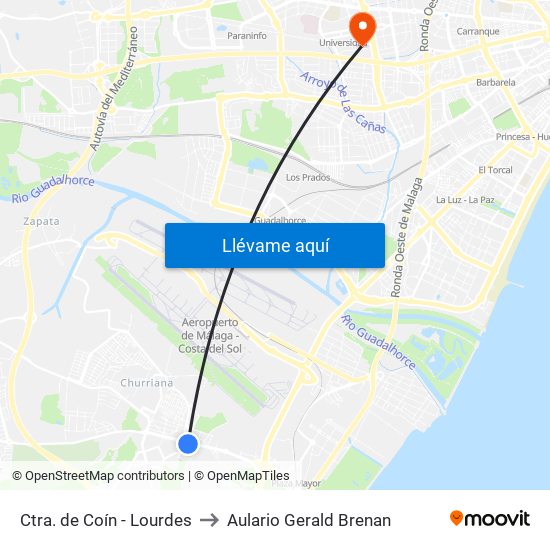 Ctra. de Coín - Lourdes to Aulario Gerald Brenan map