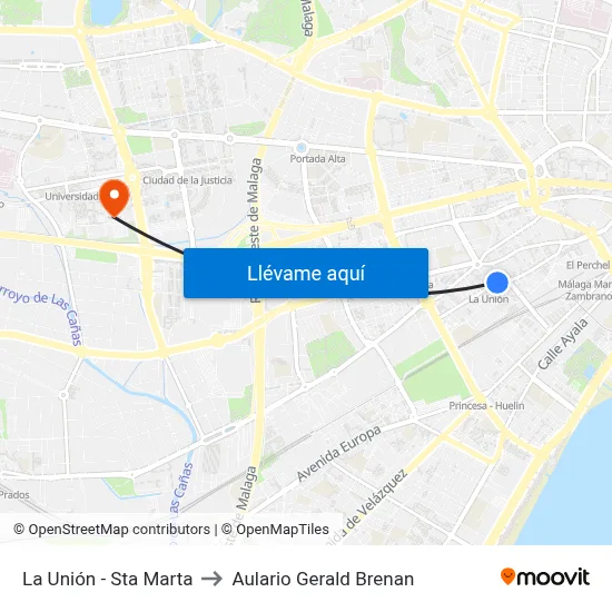 La Unión - Sta Marta to Aulario Gerald Brenan map