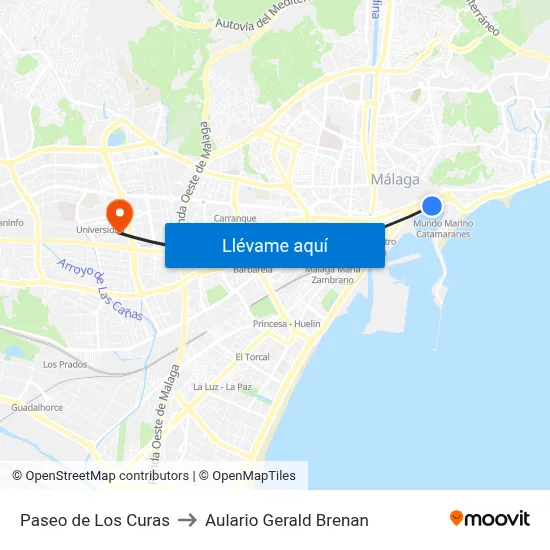 Paseo de Los Curas to Aulario Gerald Brenan map