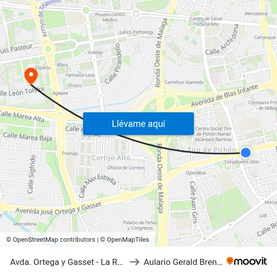 Avda. Ortega y Gasset - La Rosa to Aulario Gerald Brenan map