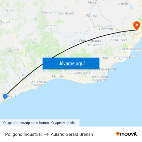 Polígono Industrial to Aulario Gerald Brenan map