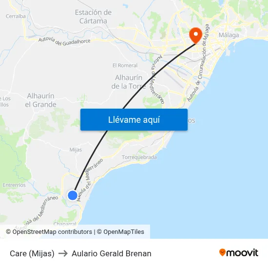 Care (Mijas) to Aulario Gerald Brenan map