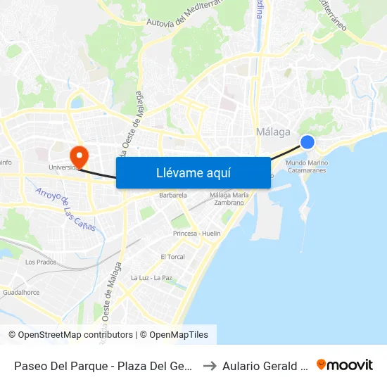 Paseo Del Parque - Plaza Del General Torrijos to Aulario Gerald Brenan map