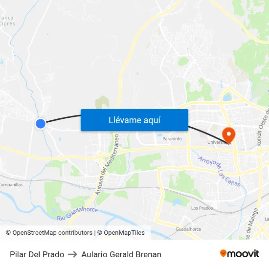 Pilar Del Prado to Aulario Gerald Brenan map