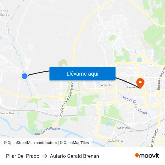 Pilar Del Prado to Aulario Gerald Brenan map