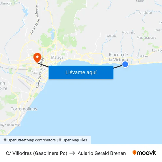 C/ Villodres (Gasolinera Pc) to Aulario Gerald Brenan map