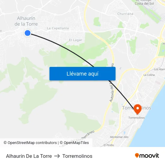 Alhaurín De La Torre to Torremolinos map