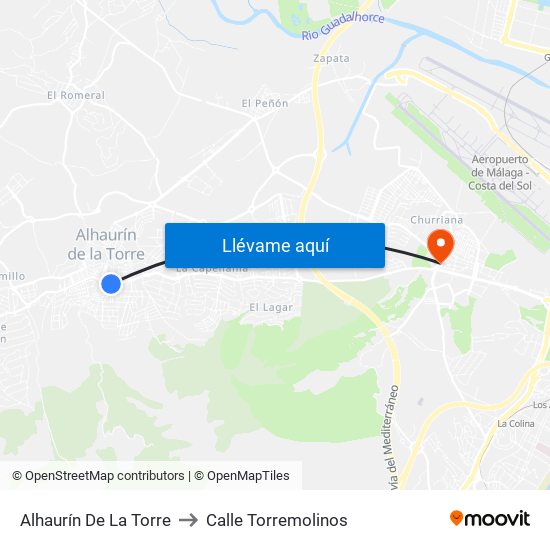 Alhaurín De La Torre to Calle Torremolinos map