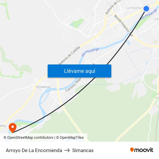 Arroyo De La Encomienda to Simancas map