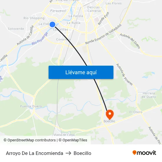 Arroyo De La Encomienda to Boecillo map
