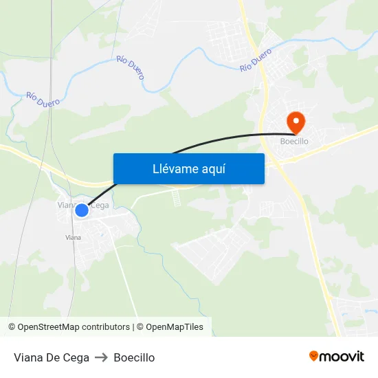 Viana De Cega to Boecillo map