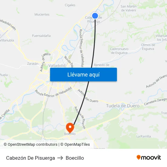 Cabezón De Pisuerga to Boecillo map