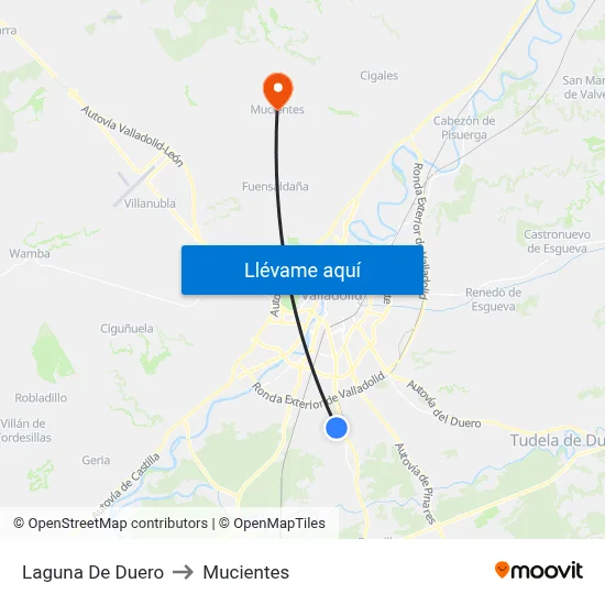 Laguna De Duero to Mucientes map