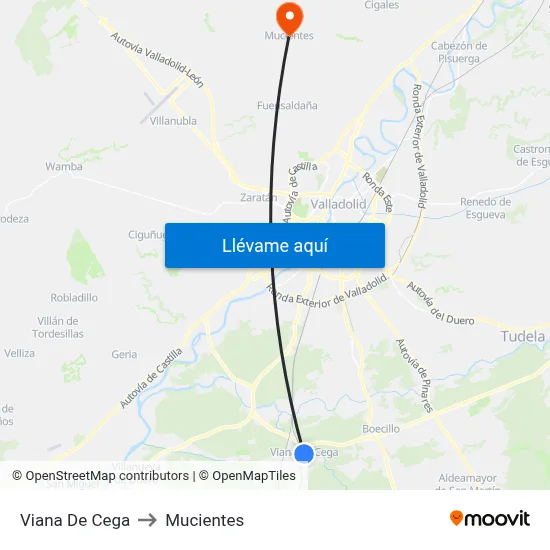 Viana De Cega to Mucientes map
