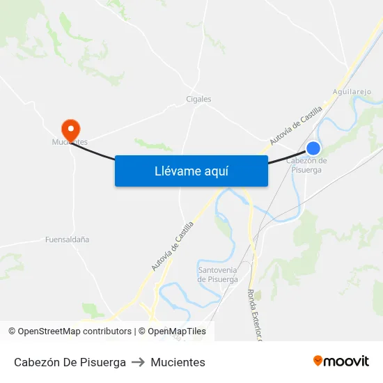 Cabezón De Pisuerga to Mucientes map