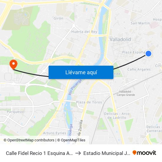 Calle Fidel Recio 1 Esquina Alonso Pesquera to Estadio Municipal José Zorrilla map