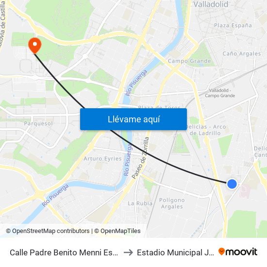 Calle Padre Benito Menni Esquina Caamaño to Estadio Municipal José Zorrilla map