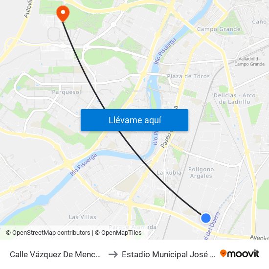 Calle Vázquez De Menchaca 19 to Estadio Municipal José Zorrilla map