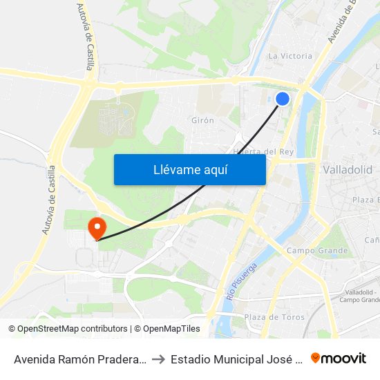 Avenida Ramón Pradera 15-17 to Estadio Municipal José Zorrilla map