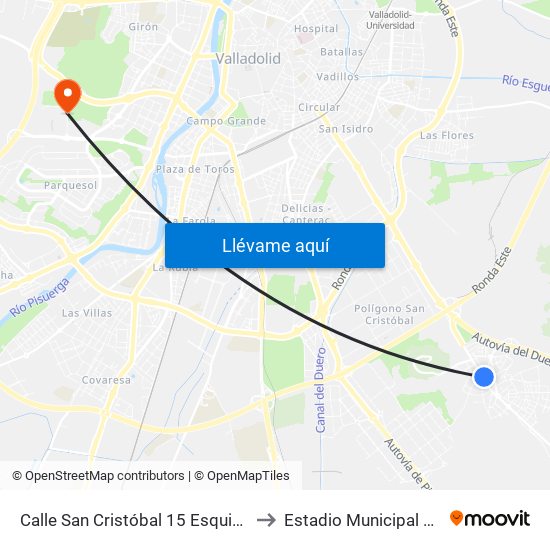 Calle San Cristóbal 15 Esquina Avenida Soria to Estadio Municipal José Zorrilla map