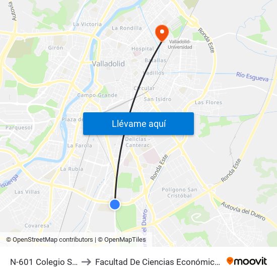 N-601 Colegio San Agustín to Facultad De Ciencias Económicas Y Empresariales map