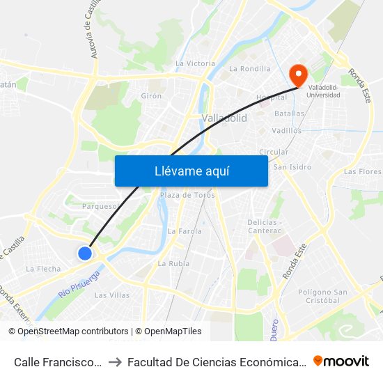 Calle Francisco Umbral 8 to Facultad De Ciencias Económicas Y Empresariales map