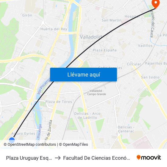 Plaza Uruguay Esquina Honduras to Facultad De Ciencias Económicas Y Empresariales map