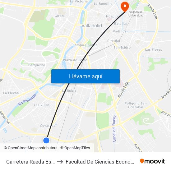 Carretera Rueda Esquina Madroño to Facultad De Ciencias Económicas Y Empresariales map