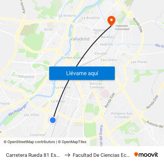 Carretera Rueda 81 Esquina Tierra De Sepúlveda to Facultad De Ciencias Económicas Y Empresariales map