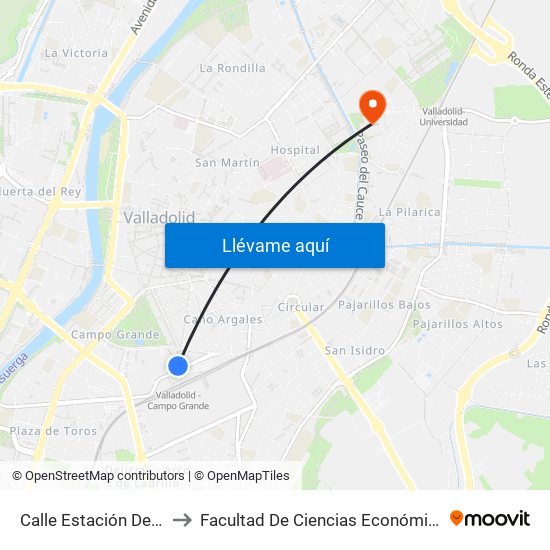 Calle Estación Del Norte Renfe to Facultad De Ciencias Económicas Y Empresariales map