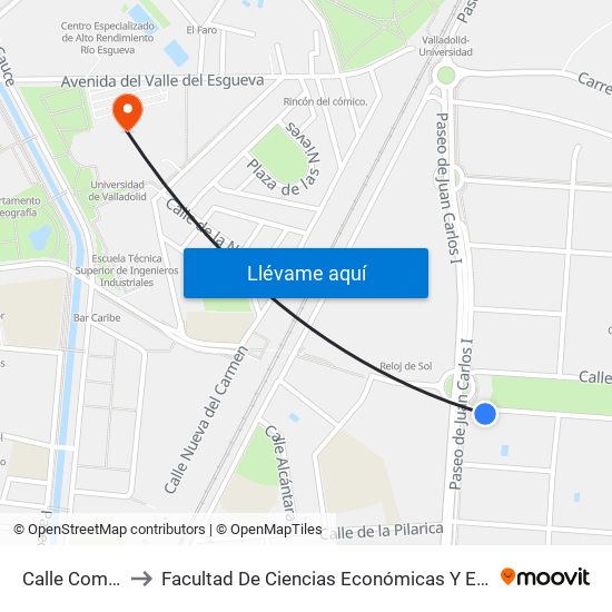 Calle Cometa 4 to Facultad De Ciencias Económicas Y Empresariales map