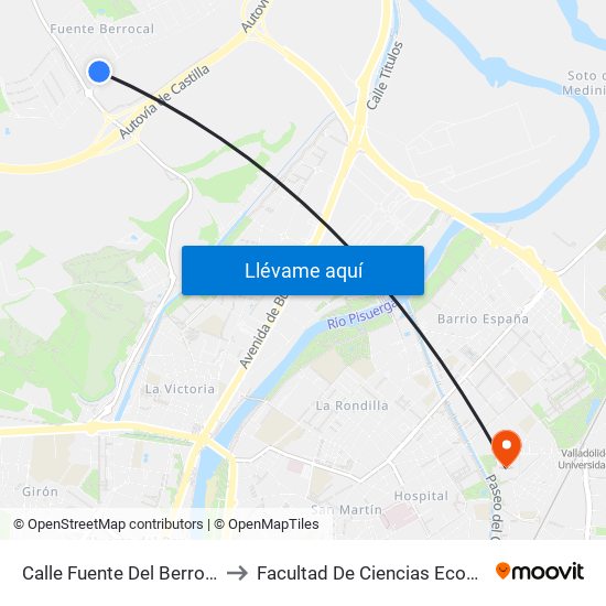 Calle Fuente Del Berrocal Frente Gasolinera to Facultad De Ciencias Económicas Y Empresariales map