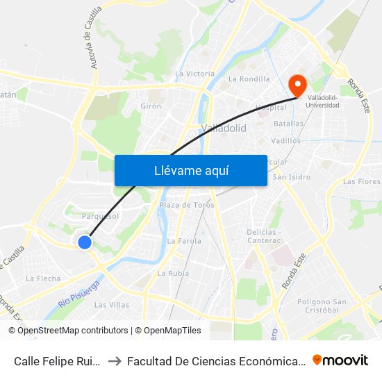 Calle Felipe Ruiz Martín 6 to Facultad De Ciencias Económicas Y Empresariales map