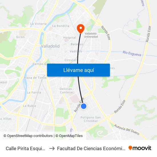 Calle Pirita Esquina Esmeralda to Facultad De Ciencias Económicas Y Empresariales map