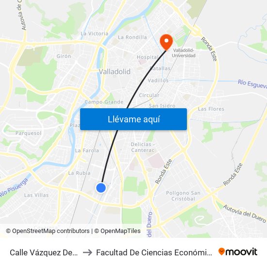 Calle Vázquez De Menchaca 9 to Facultad De Ciencias Económicas Y Empresariales map