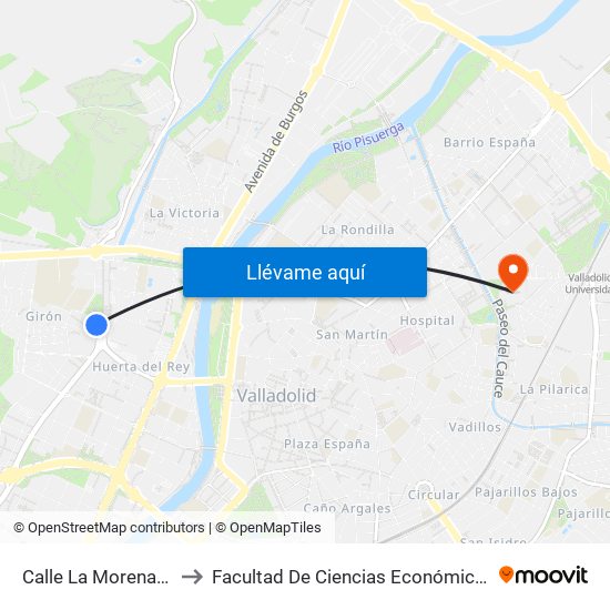 Calle La Morena 3 Bloque 2 to Facultad De Ciencias Económicas Y Empresariales map