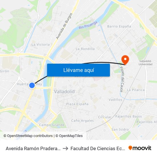 Avenida Ramón Pradera Frente Feria De Valladolid to Facultad De Ciencias Económicas Y Empresariales map